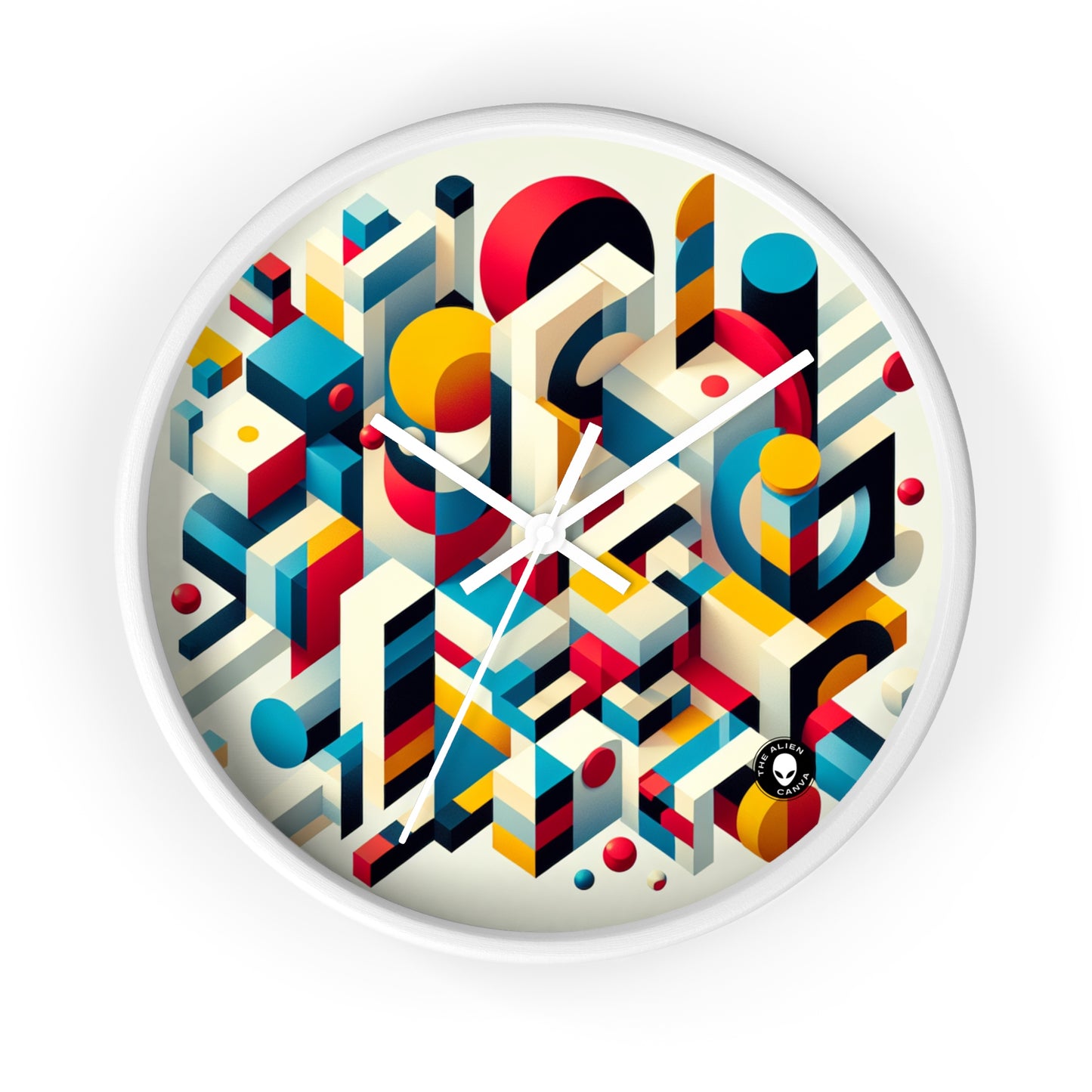 "Harmonious Balance: Geometric Abstract Art" - The Alien Wall Clock Geometric Abstraction