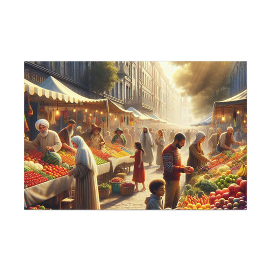 "Sunny Vibes at the Outdoor Market" - Le style réaliste Alien Canva