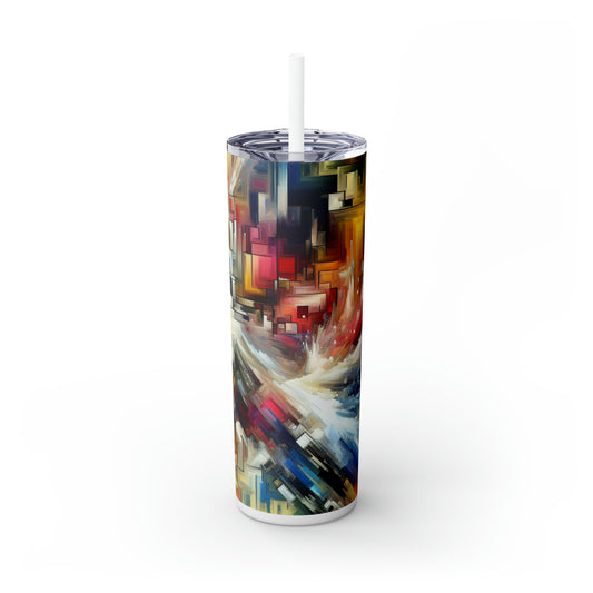 "La fureur de la nature : une interprétation expressionniste abstraite d'un orage déchaîné" - The Alien Maars® Skinny Tumbler with Straw 20oz Expressionnisme abstrait