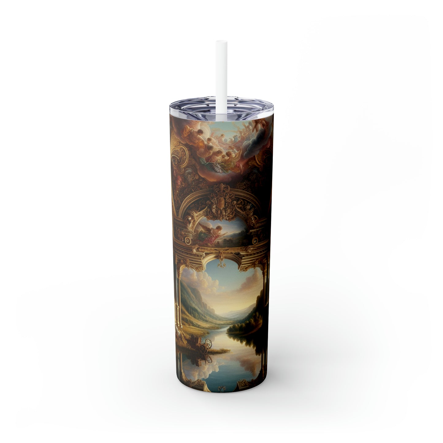 "A Neo-Renaissance Odyssey: A Modern Panorama" - The Alien Maars® Skinny Tumbler with Straw 20oz Renaissance Art