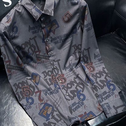 Camisa de manga larga bonita y ajustada estampada para hombre