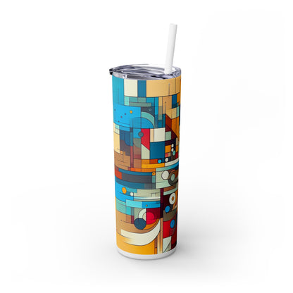 "Galactic Whirlwind: An Abstract Exploration of Cosmic Mysteries" - The Alien Maars® Skinny Tumbler with Straw 20oz Abstract Art