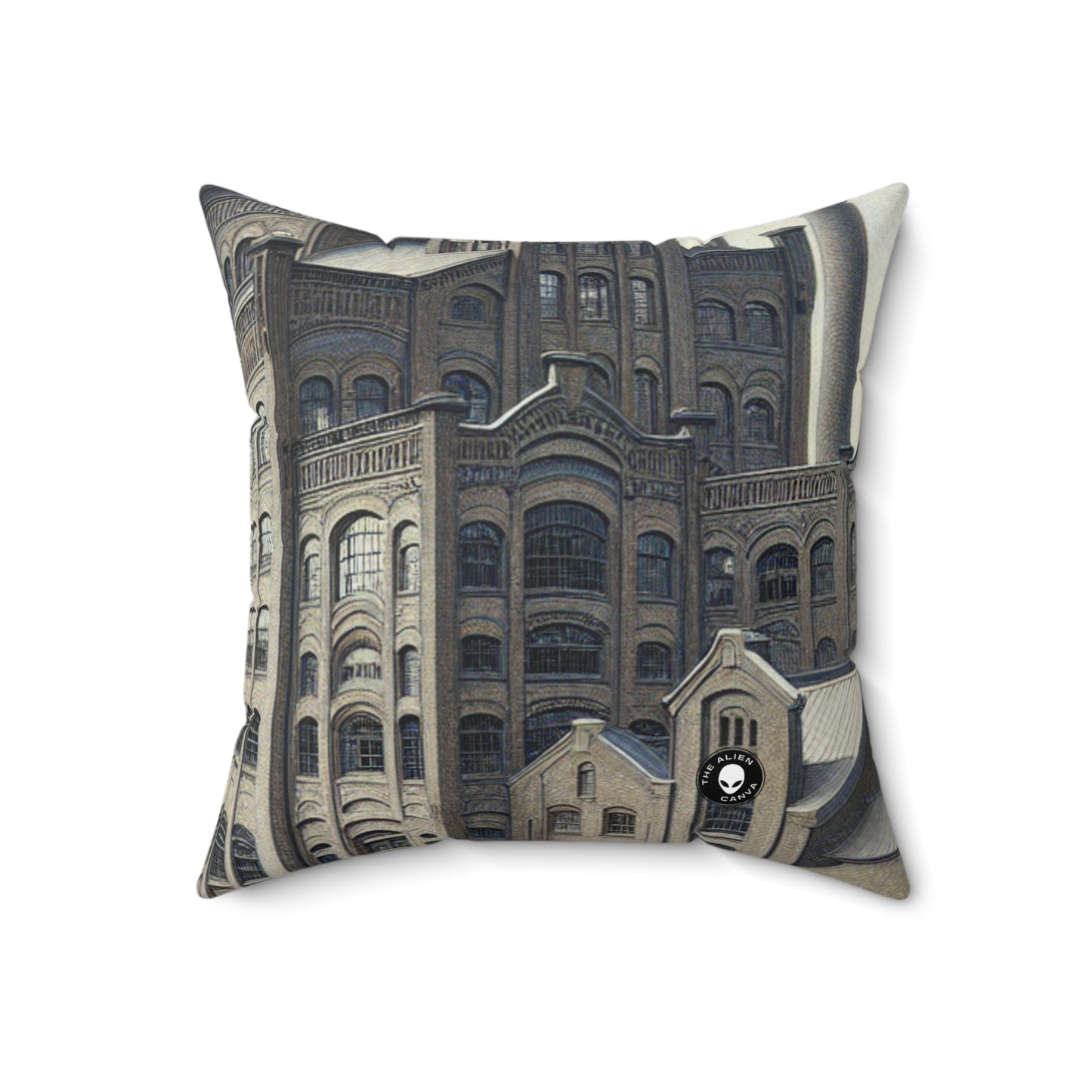 "Urban Precision: Modern Cityscape in the Style of Precisionism"- The Alien Spun Polyester Square Pillow Precisionism