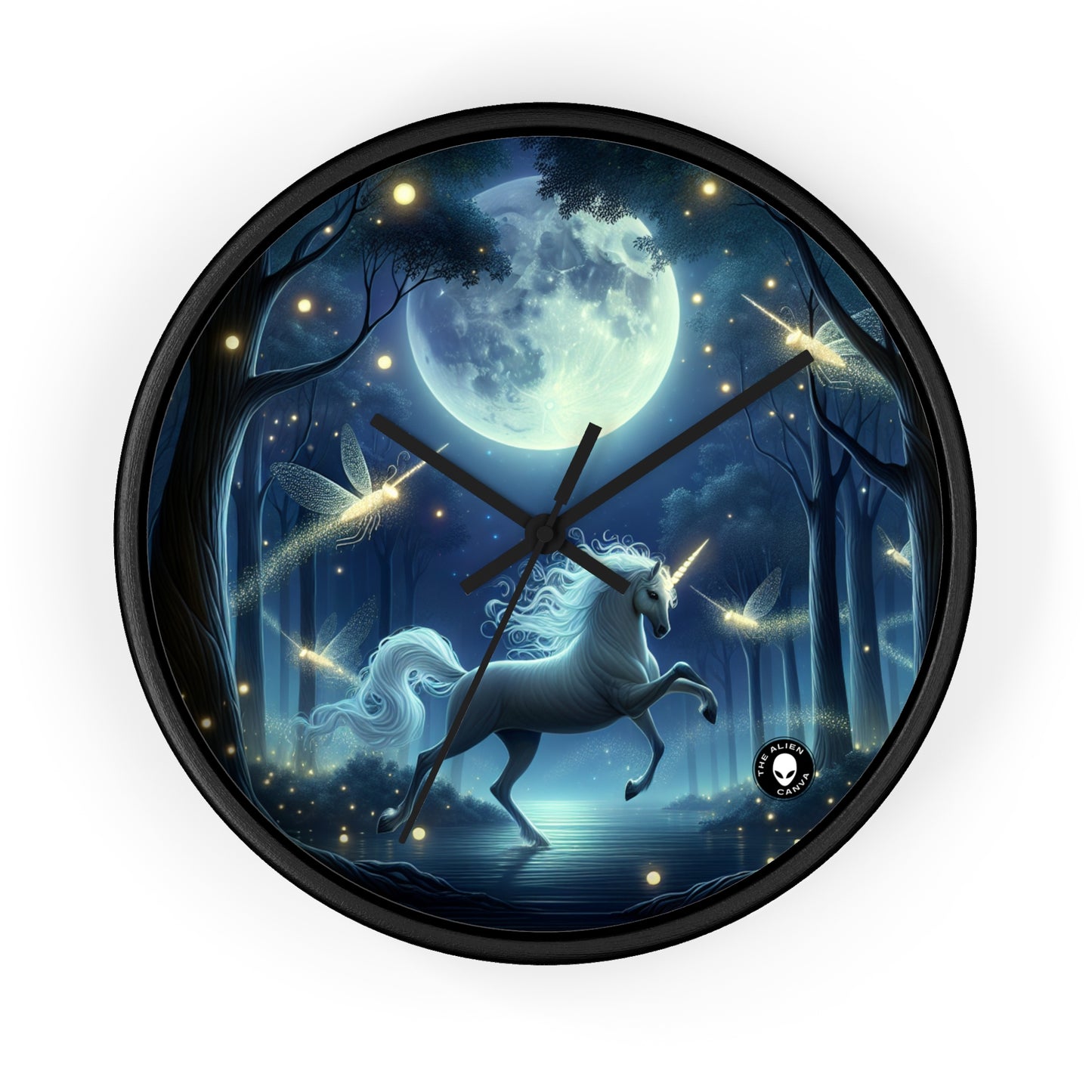 "Enchanted Moonlit Forest" - The Alien Wall Clock