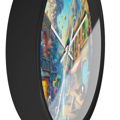 "Whimsical Wonders: A Vibrant Street Scene" - The Alien Wall Clock