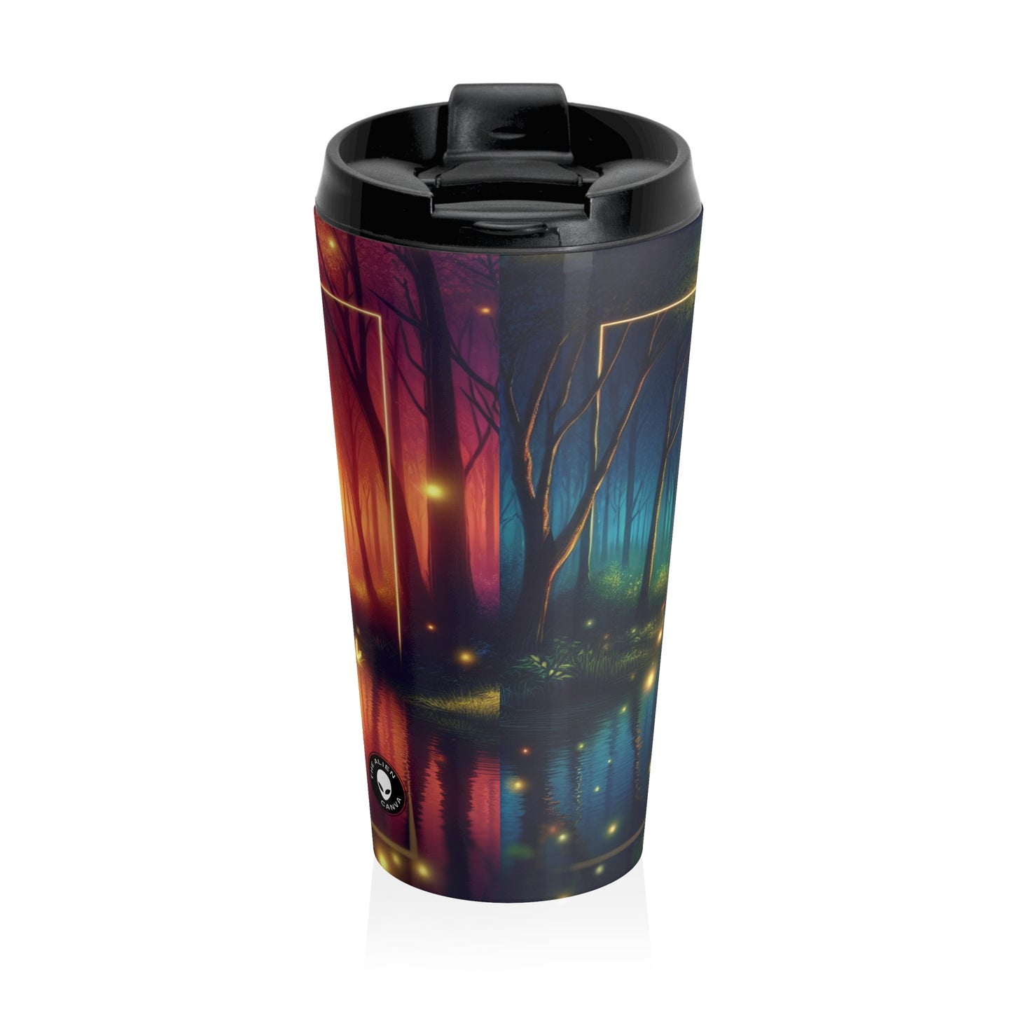 "Dusk Enchantment: A Magical Forest Scene" - The Alien Stainless Steel Travel Mug