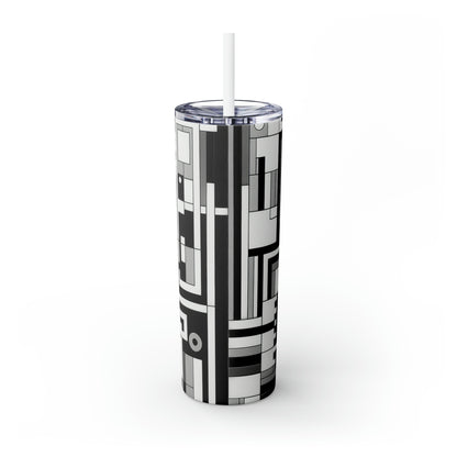 "De Stijl en noir et blanc" - The Alien Maars® Skinny Tumbler avec paille 20oz Style De Stijl