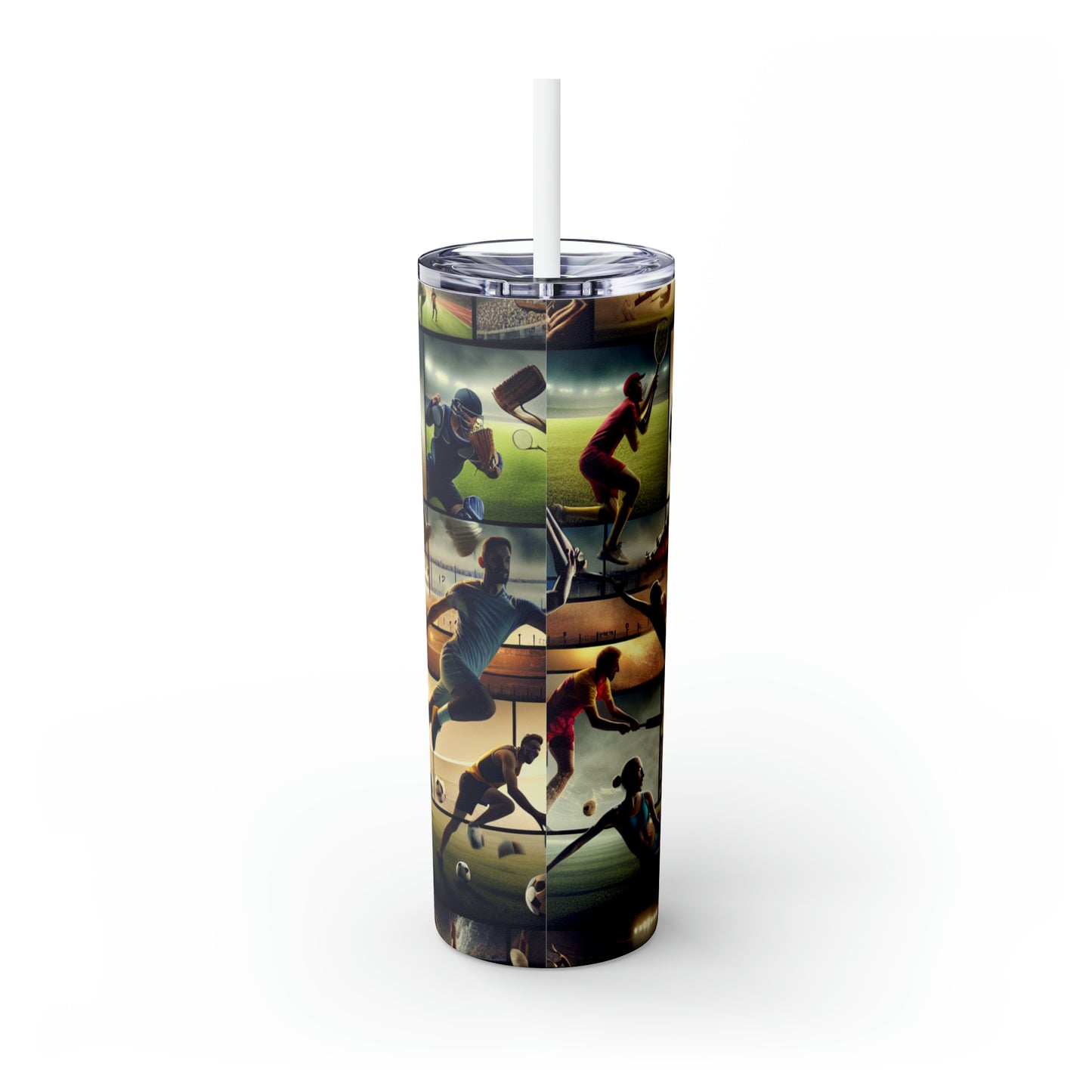 "Sports Synthesis: A Video Art Piece" - The Alien Maars® Skinny Tumbler with Straw 20oz Video Art Style