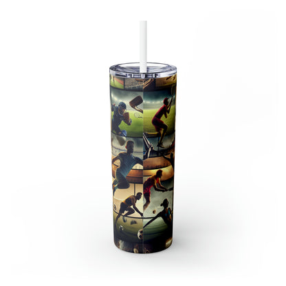 "Sports Synthesis: A Video Art Piece" - The Alien Maars® Skinny Tumbler with Straw 20oz Video Art Style