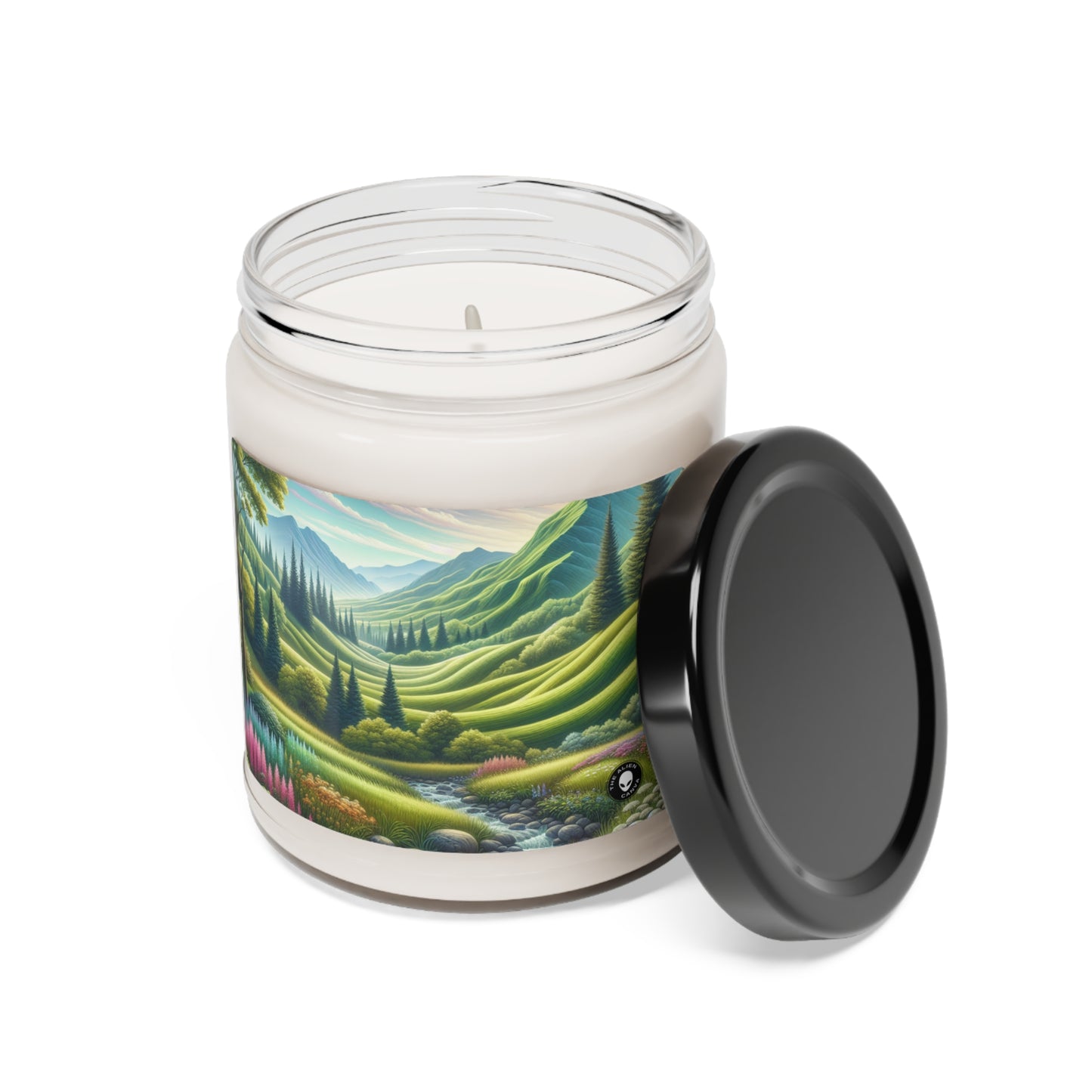 "Saisons en sérénité : un voyage artistique environnemental" - La bougie de soja parfumée Alien 9oz Art environnemental