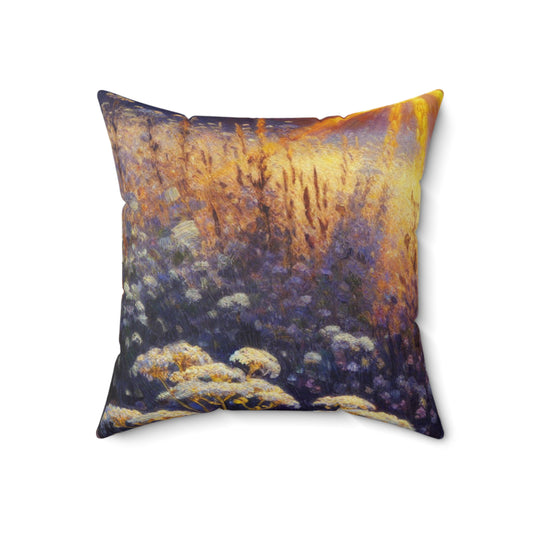"Wildflower Sunrise" - The Alien Spun Polyester Square Pillow Impressionism Style