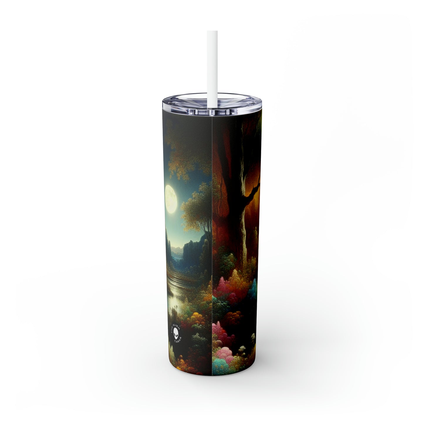 "Light and Dark in the Moonlight" - The Alien Maars® Skinny Tumbler with Straw 20oz Post-Impressionism