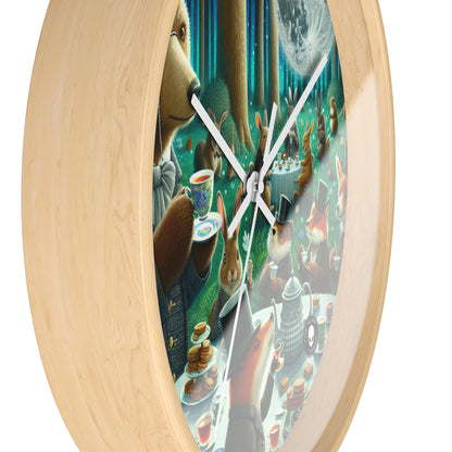 "Enchanted Moonlit Tea Party in the Forest" - The Alien Wall Clock