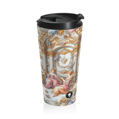 "A Garden of Rococo Delights: A Whimsical Extravaganza" - The Alien Stainless Steel Travel Mug Rococo