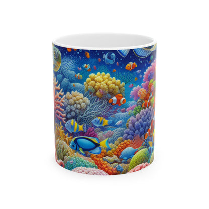 « Paradis tropical : Pays des merveilles sous-marin » – Tasse en céramique Alien 11 oz