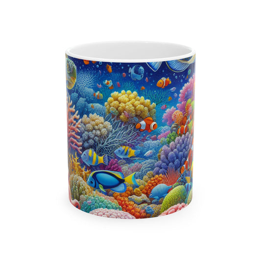 "Paraíso tropical: país de las maravillas submarinas" - Taza de cerámica alienígena de 11 oz