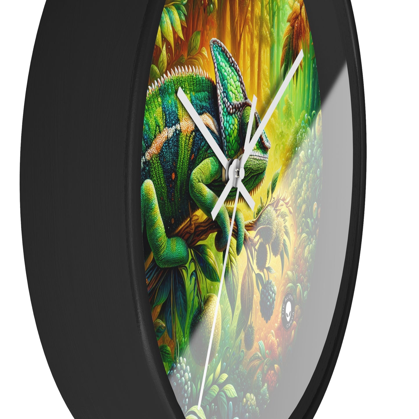 "Vibrant Woods and the Chameleon Camouflage" - The Alien Wall Clock