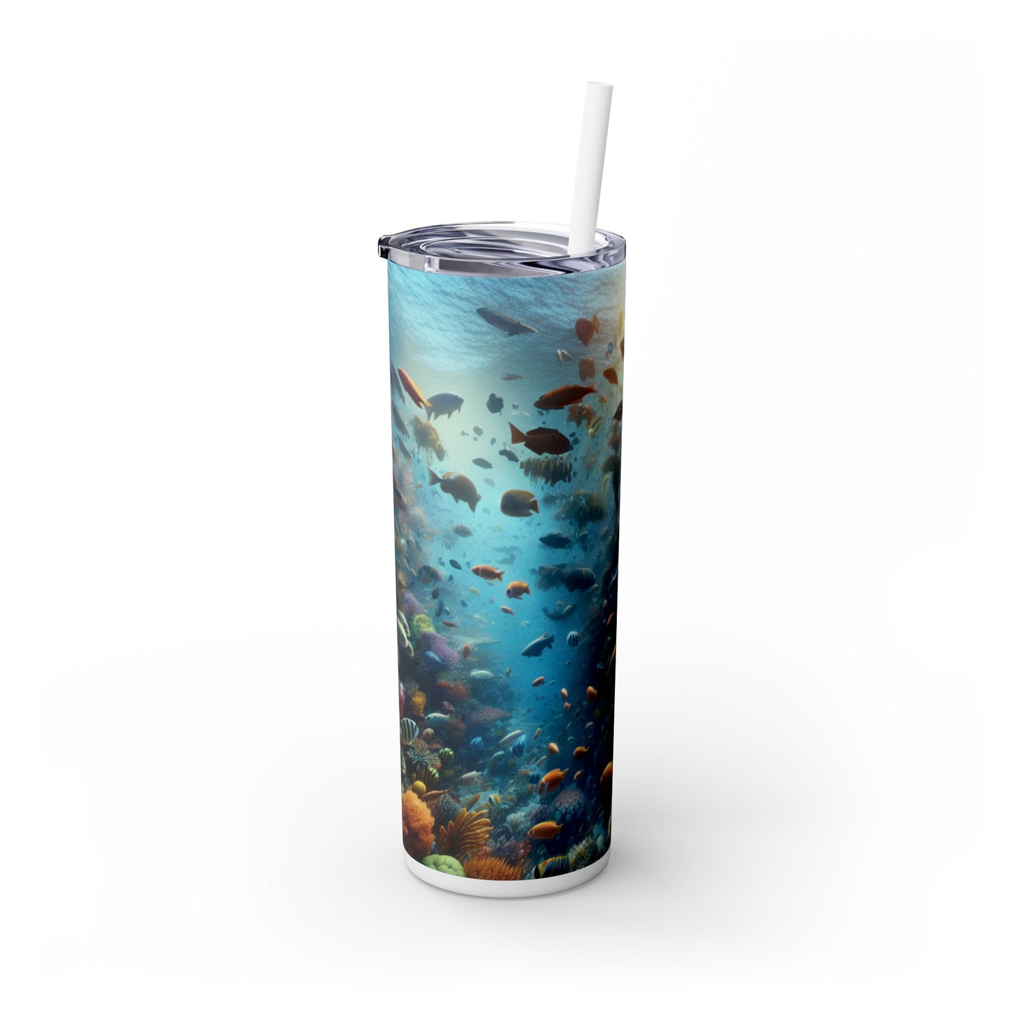 "Glimmering Reef: A Colorful Underwater Wonderland" - The Alien Maars® Skinny Tumbler with Straw 20oz