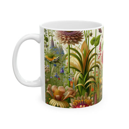 « Jardin enchanté : une scène fantaisiste » – Tasse en céramique Alien 11 oz