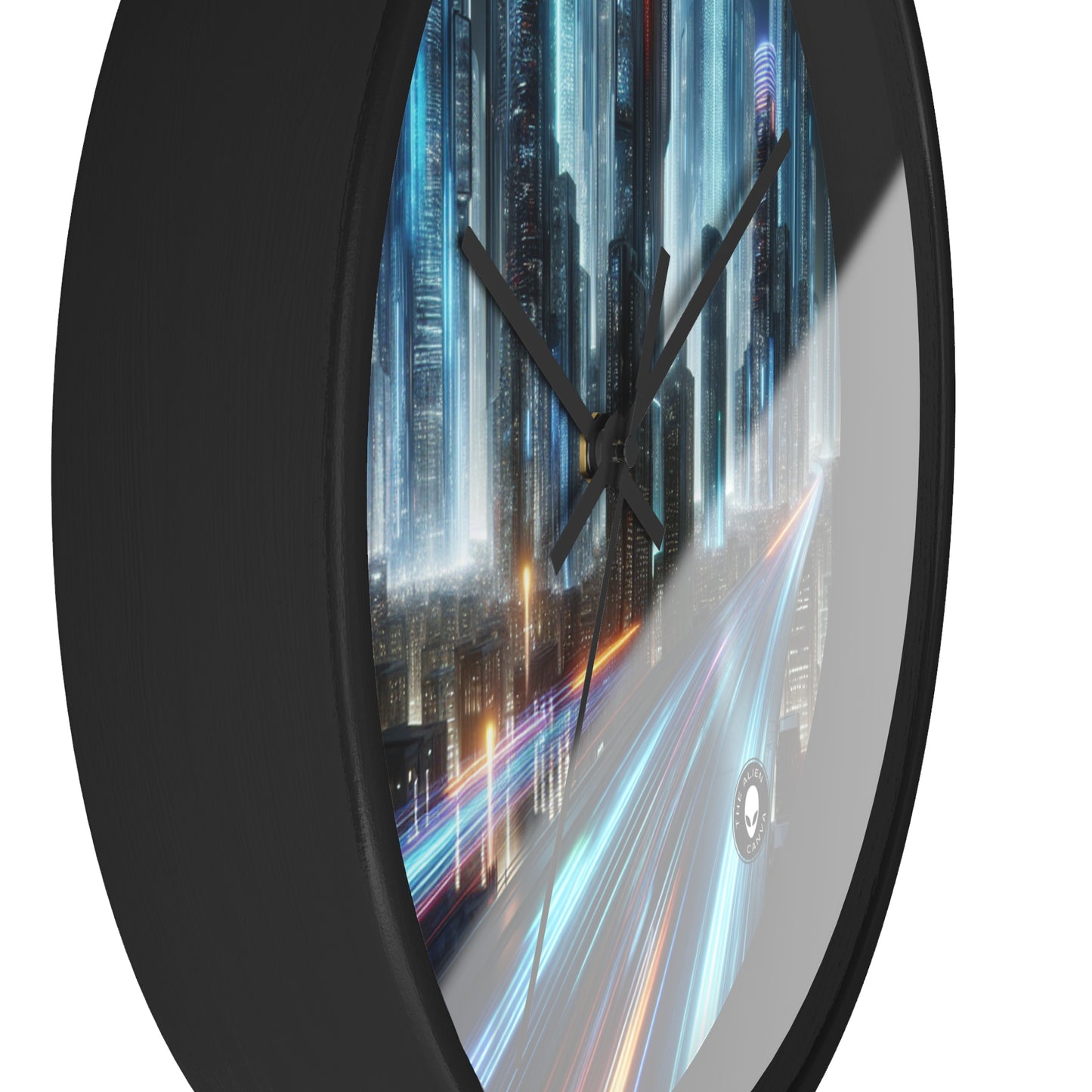 "Neon Nightscapes: A Futuristic City Adventure" - The Alien Wall Clock