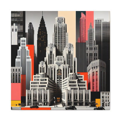 "A Contrast of Times: Classic Art Deco Skyscrapers and a Modern Cityscape" - The Alien Canva Art Deco Style