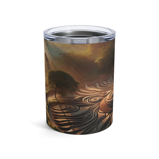 "Tapisserie de la nature : installation d'art géométrique harmonieuse" - The Alien Tumbler 10oz Land Art