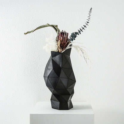 Simple And Modern Resin Abstract Triangle Leather Vase