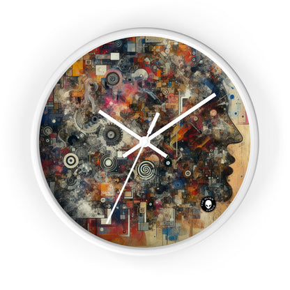 "Collage du chaos : une exploration néo-dada" - L'horloge murale extraterrestre Neo-Dada