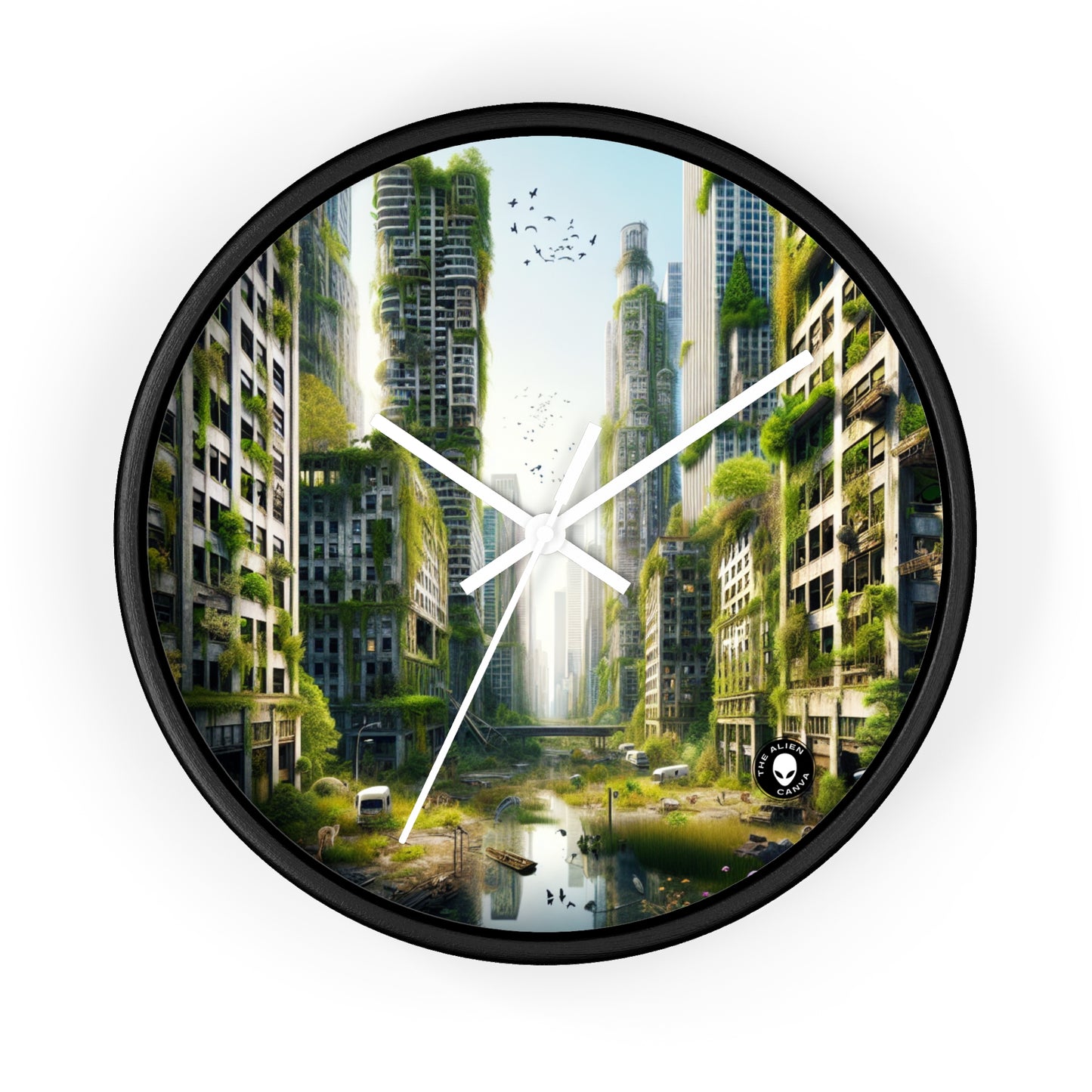 « La reconquête de la nature : une jungle urbaine futuriste » – L'horloge murale Alien