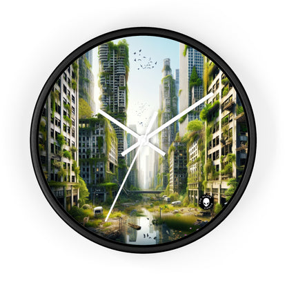 "Nature's Reclamation: A Futuristic Urban Jungle" - The Alien Wall Clock