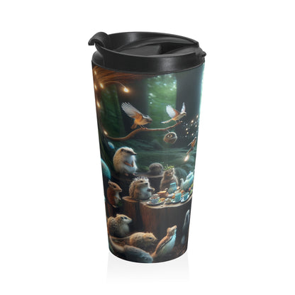 "Enchanted Tea Time: A Magical Forest Gathering" - The Alien Stainless Steel Travel Mug