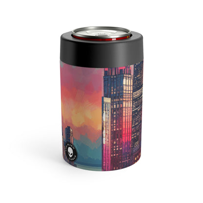 "Dusky Reflections: City Skyline at Sunset" - The Alien Can Holder