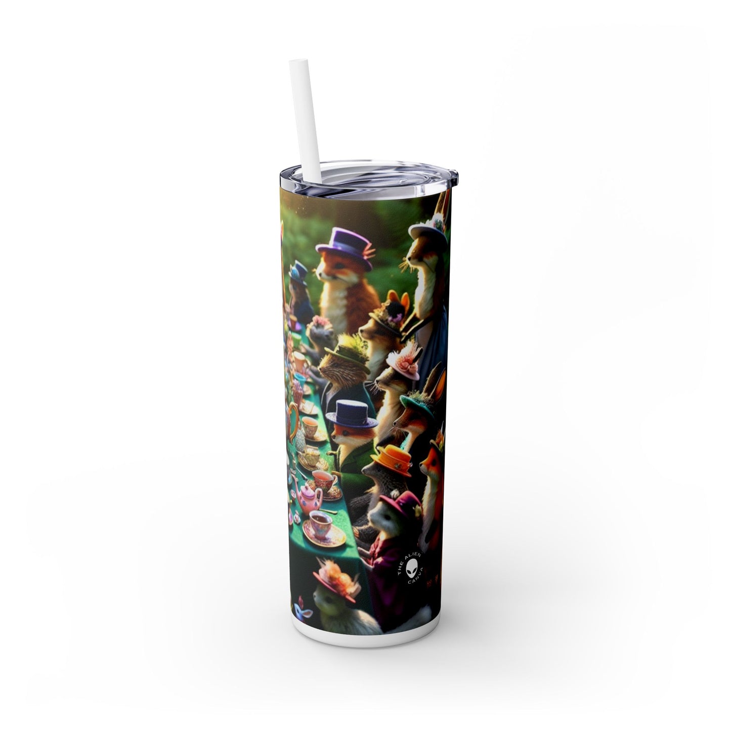 « Tea Party enchanté dans la forêt » - The Alien Maars® Skinny Tumbler avec paille 20oz