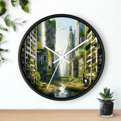 "Nature's Reclamation: A Futuristic Urban Jungle" - The Alien Wall Clock