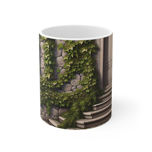 "Trompe-L'oeil Ivy Wall" - Taza de cerámica The Alien 11oz Trompe-l'oeil