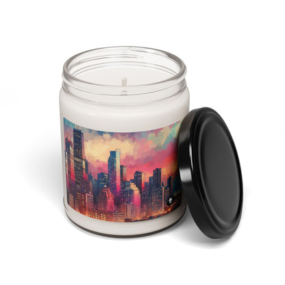 "Dusky Reflections: City Skyline at Sunset" - The Alien Scented Soy Candle 9oz