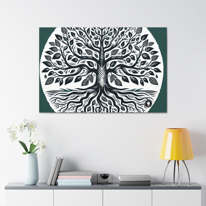 "Modern Woodcut Family Tree" - The Alien Canva Woodcut Printing