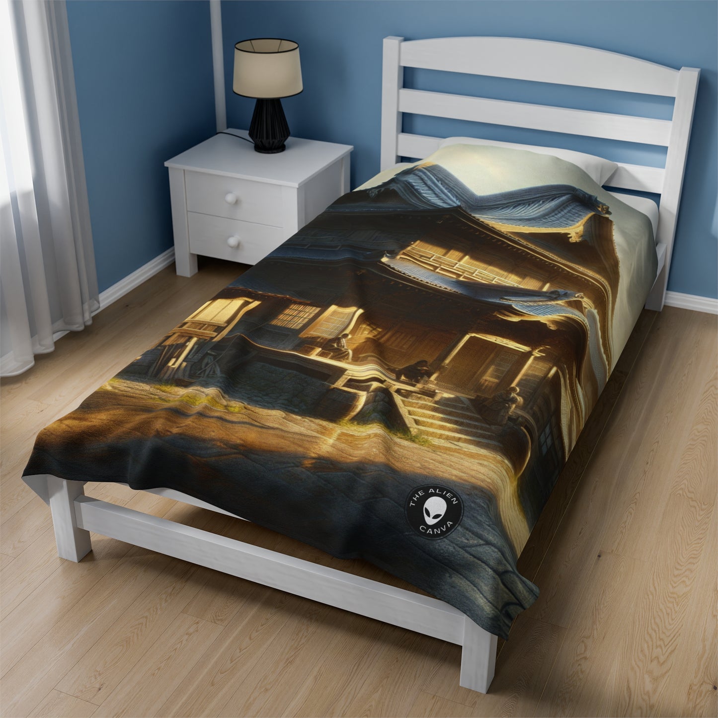 "Golden Hour Bliss: Photographic Realism Landscape" - The Alien Velveteen Plush Blanket Photographic Realism