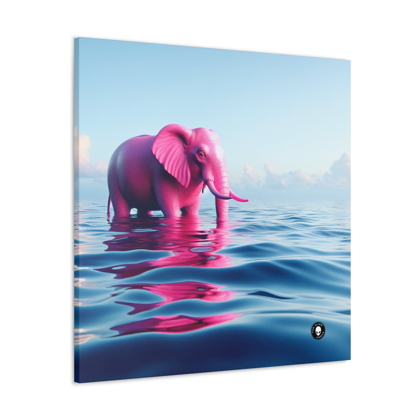 "The Pink Elephant in the Deep Blue Sea" - The Alien Canva A pink elefant floating in the ocean