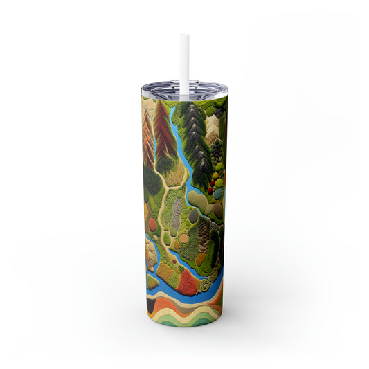 "Mapping Mother Nature: Crafting a Living Mural of Our Region". - The Alien Maars® Skinny Tumbler with Straw 20oz Land Art Style