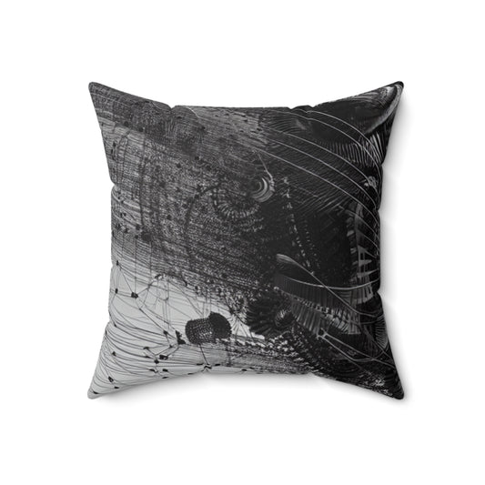 "Serenity in Flight: A Kinetic Avian Sculpture"- The Alien Spun Polyester Square Pillow Kinetic Sculpture