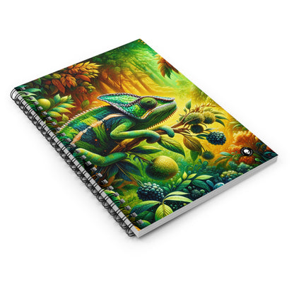 "Vibrant Woods and the Chameleon Camouflage" - The Alien Spiral Notebook (Ruled Line)