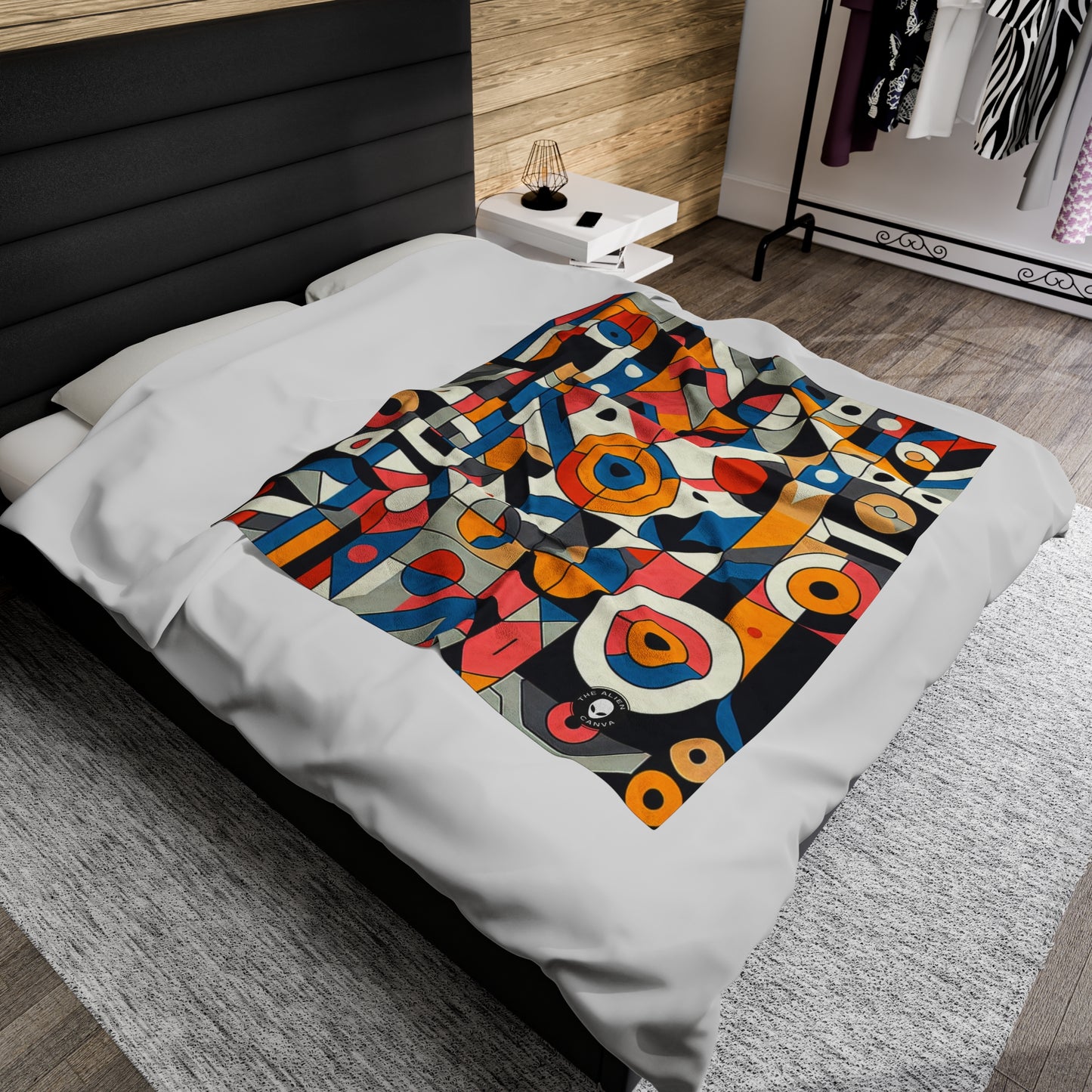 "Cityscape Ignited" - The Alien Velveteen Plush Blanket Geometric Abstraction