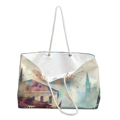 Tranquil Coast: A Serene Watercolor Sunset Painting - The Alien Weekender Bag Watercolor Painting