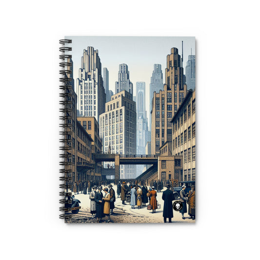 "Urban Geometry: A Modern Cityscape in New Objectivity" - The Alien Spiral Notebook (Ruled Line) New Objectivity