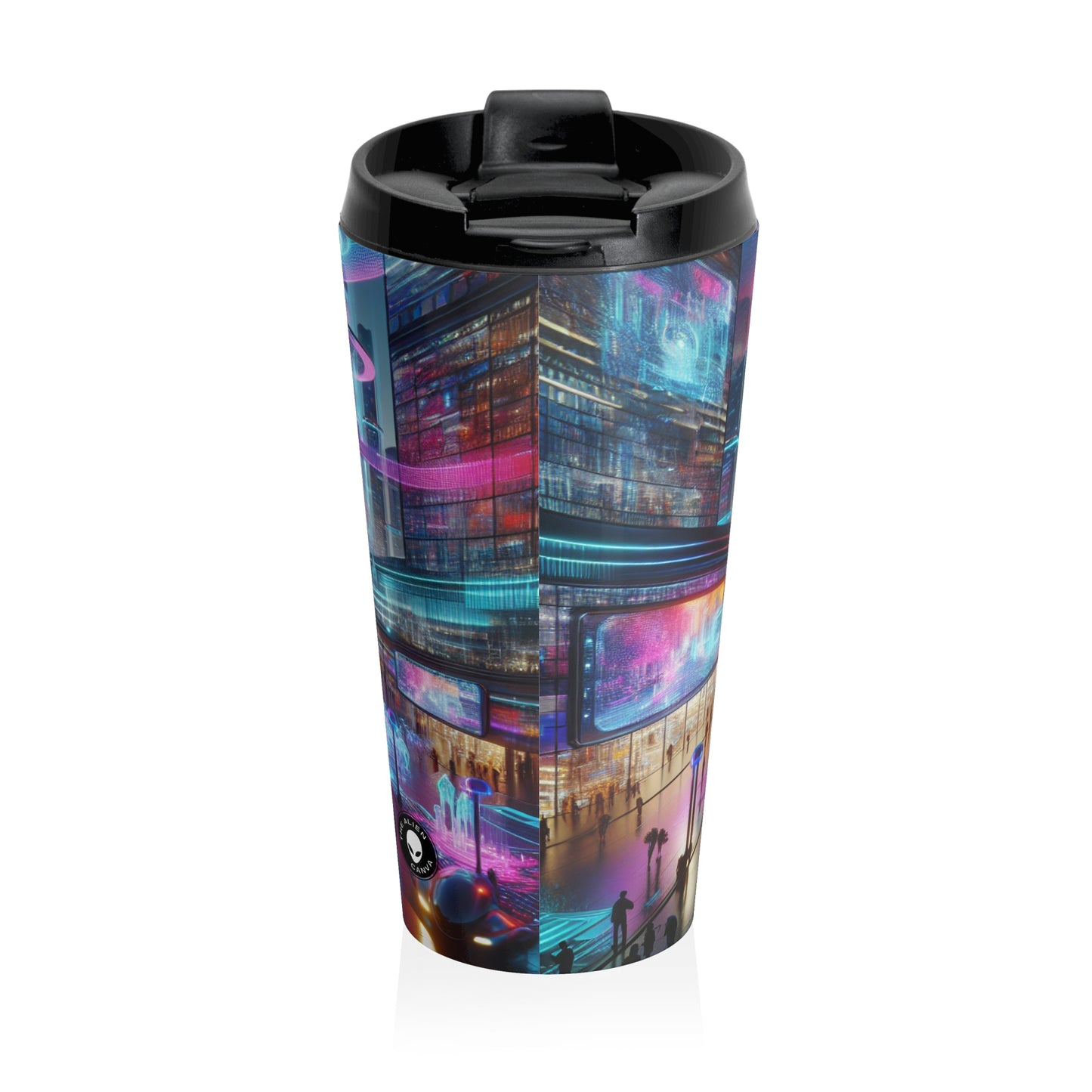 "Digital Evolution: A Technological Art Experience" - The Alien Stainless Steel Travel Mug Electronic Art