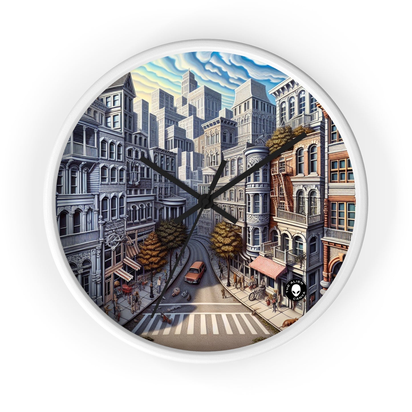 "Pasaje encantado: trascendiendo la realidad" - Trompe-l'oeil del reloj de pared alienígena