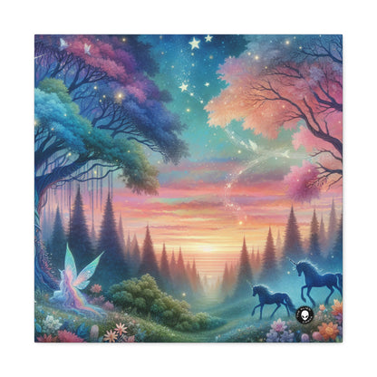 "Atardecer encantado: una pintura de un bosque mágico" - The Alien Canva