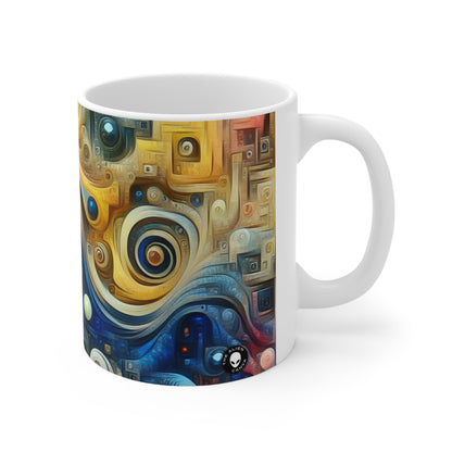 "The Timeless Garden: A Surreal Fusion of Nature and Time" - The Alien Ceramic Mug 11oz Surrealism