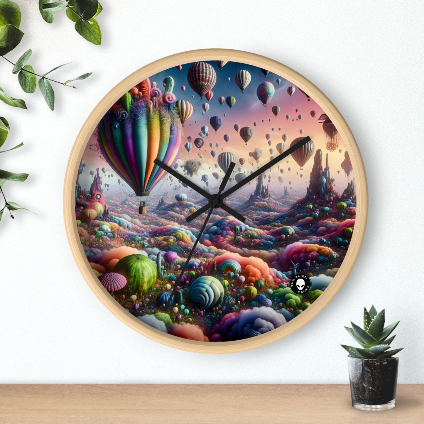 "Whimsical Sky : Une aventure surréaliste en ballon" - L'horloge murale extraterrestre